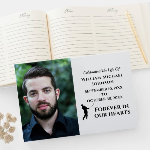 Custom Photo Golf Forever In Our Hearts Memorial Guest Book
