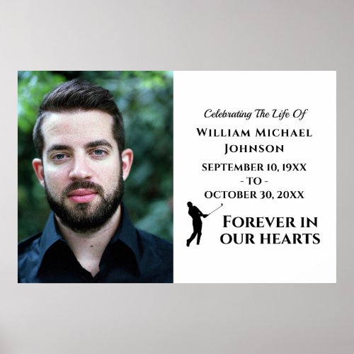 Custom Photo Golf Forever In Our Hearts Memorial Poster