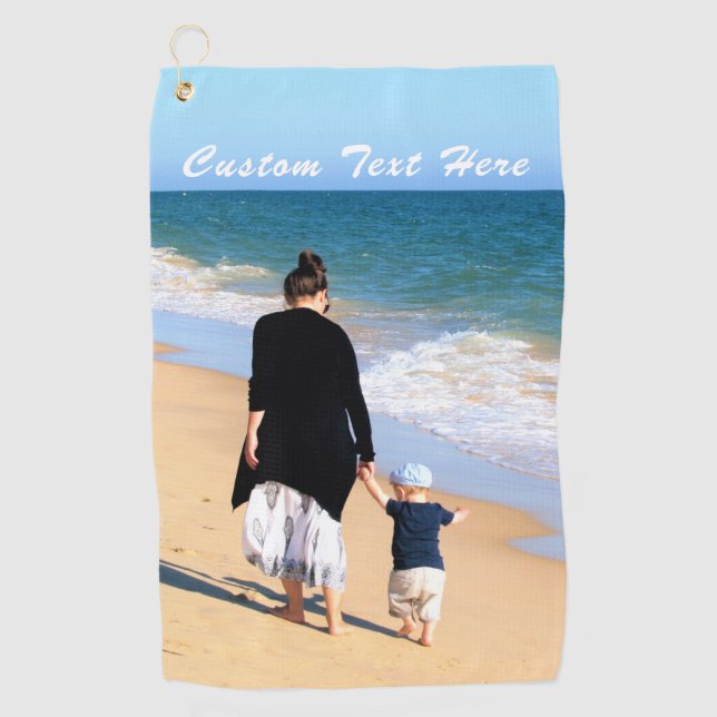 Custom Photo Golf Towel with Your Photos and Text (Front)