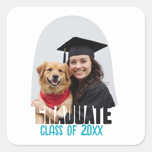 Custom Photo Graduate Arch Graduation Favor Square Sticker (Front)
