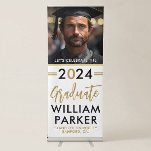 Custom Photo Graduate Gold Black Typography Retractable Banner