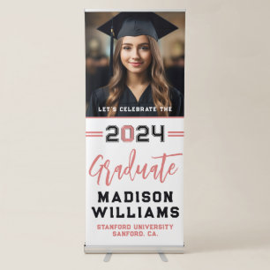 Custom Photo Graduate Pink Black Typography  Retractable Banner