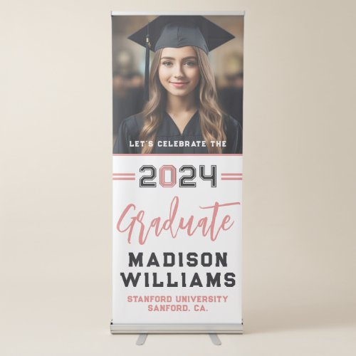 Custom Photo Graduate Pink Black Typography  Retractable Banner