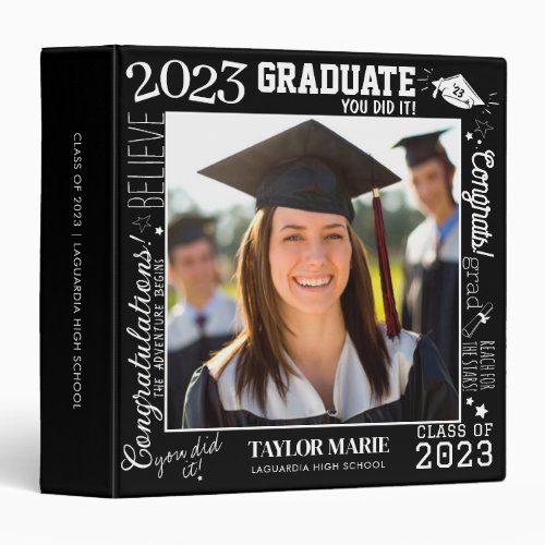 Custom Photo Graduation 2023 Scrapbook Black 3 Ring Binder