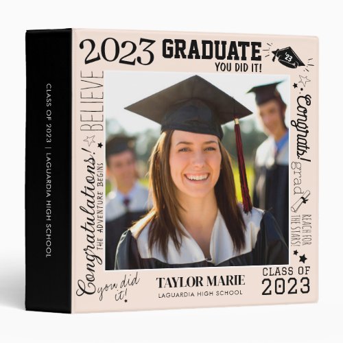 Custom Photo Graduation 2023 Scrapbook Pink 3 Ring Binder
