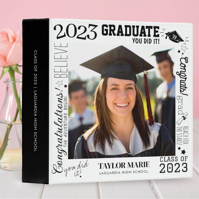 Custom Photo Graduation 2023 Scrapbook White 3 Ring Binder (Creator Uploaded)