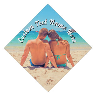 Custom Photo Graduation Cap Topper with Text Info