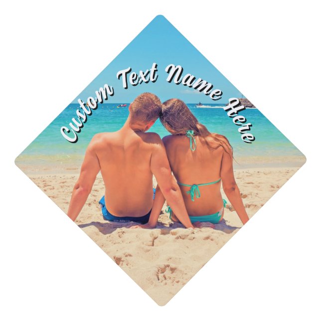 Custom Photo Graduation Cap Topper with Text Info (Front)