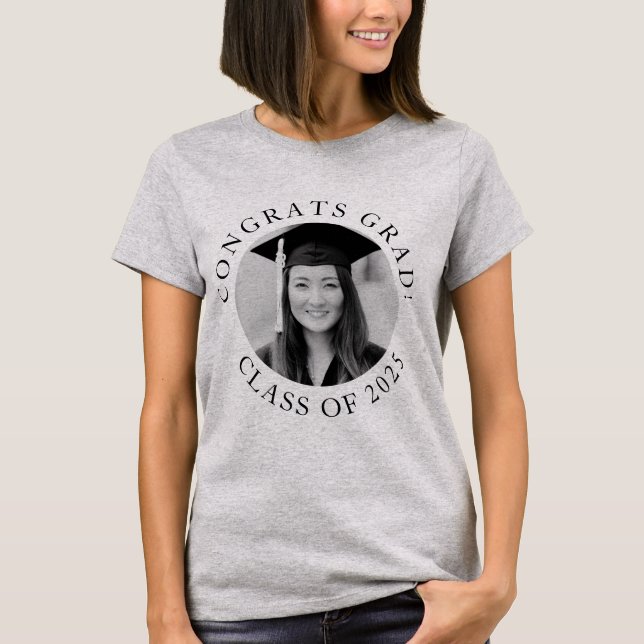 Custom Photo Graduation Class Party Simple   T-Shirt (Front)
