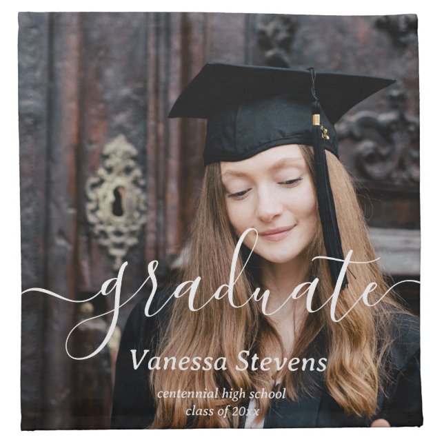 Custom Photo Graduation  Cloth Napkin (Front)