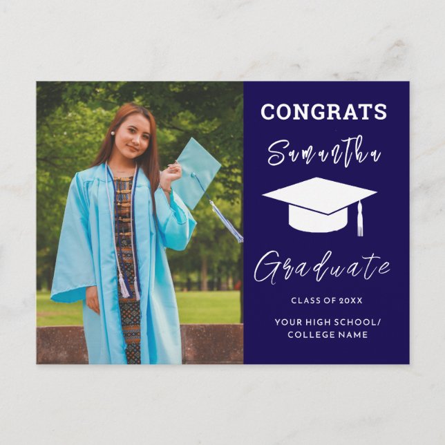 Custom Photo Graduation Congratulations Grad Announcement Postcard (Front)