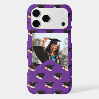 Custom Photo Graduation Diploma Purple Pattern iPhone 17 Pro Max Case