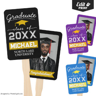 Custom Photo Graduation Hand Fan with Name School