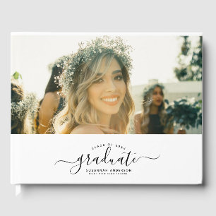 Custom Photo Graduation Modern Script Trendy Guest Book