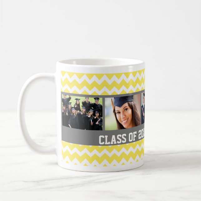 Custom Photo Graduation Mug Gray Yellow (Left)