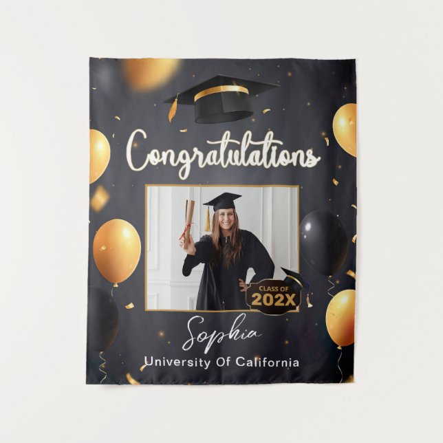 Custom Photo Graduation Party Decor Party Backdrop (Front)