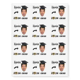 Custom Photo Graduation Personalized Name & Year  Temporary Tattoos