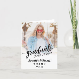 Custom Photo Graduation with Message Letterpress Thank You Card