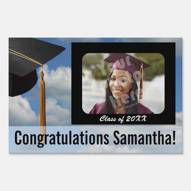 Custom Photo Graduation Yard Sign, Blue Sky Yard Sign (Front)