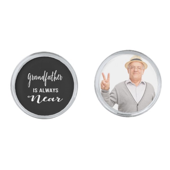 Custom Photo Grandfather Memorial Groom Cufflinks (Front)