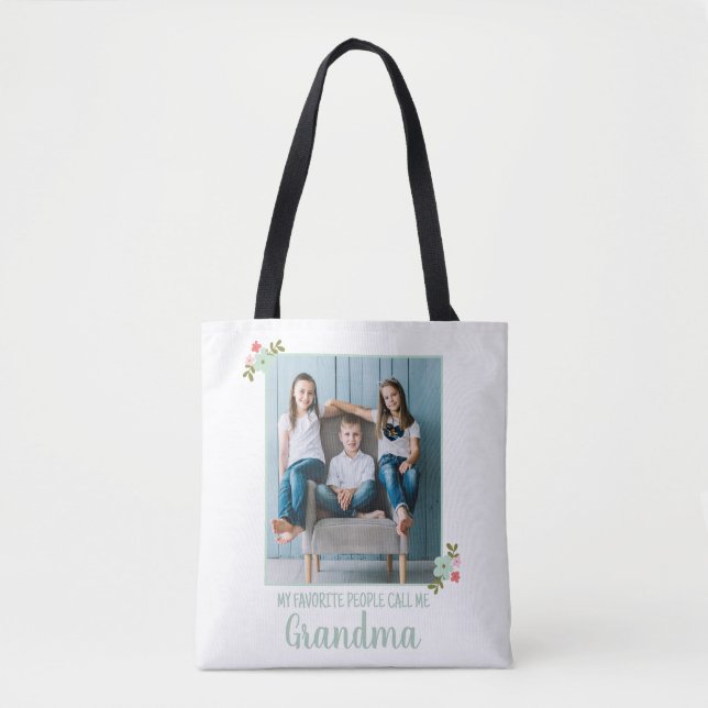 Custom Photo Grandma Tote Bag (Front)