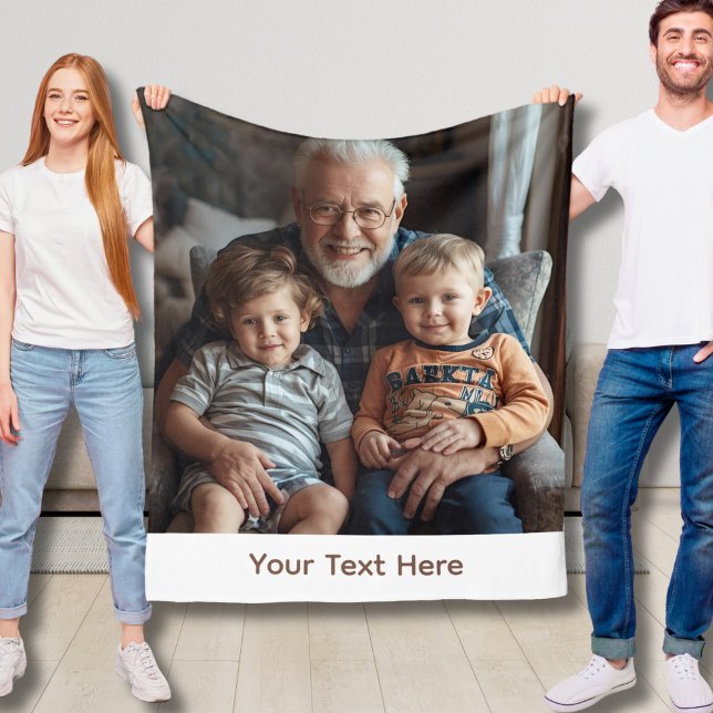 Custom Photo Grandpa Blanket Fleece Cozy Gift Idea (Creator Uploaded)
