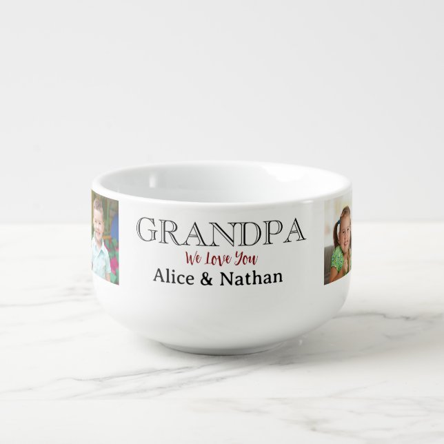 Custom Photo Grandpa Cereal Bowl – 6 Pictures (Front)