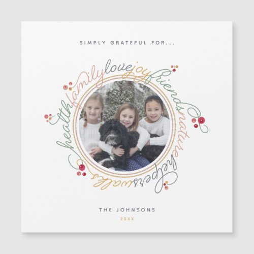 Custom Photo Gratitude Wreath Photo Holiday Card
