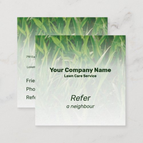 Custom Photo Green Lawn Care Refer A Friend Card