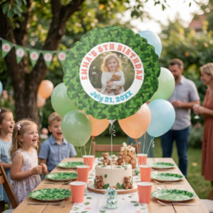 Custom Photo Green Leaves Birthday Party Balloon