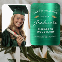 Custom Photo Green Metallic White Gold Graduation