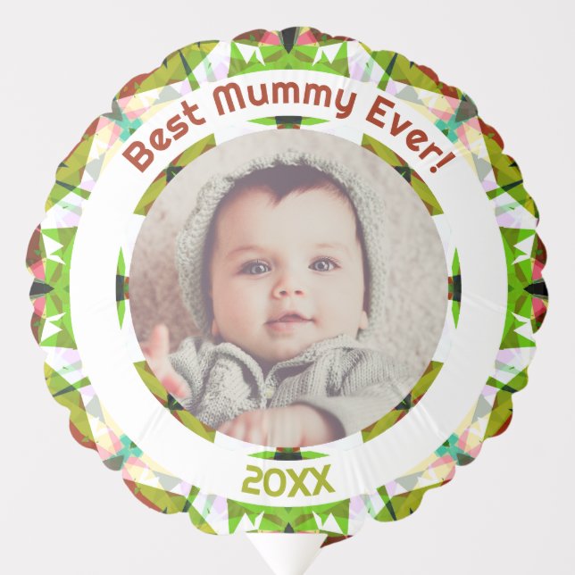 Custom Photo Green Mother’s Day Best Mommy Ever Balloon (Front)