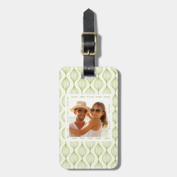Custom Photo Green Ogee Pattern Luggage Tag by trendzilla at Zazzle