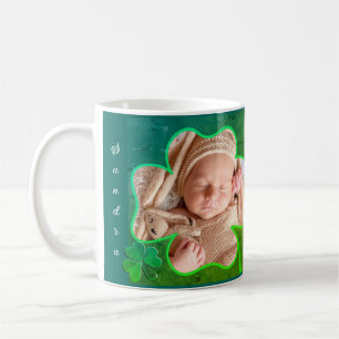 Custom Photo Green St. Patrick's 4Leaf Shamrock Coffee Mug