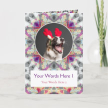 Custom Photo Greeting Gray Purple Christmas Star