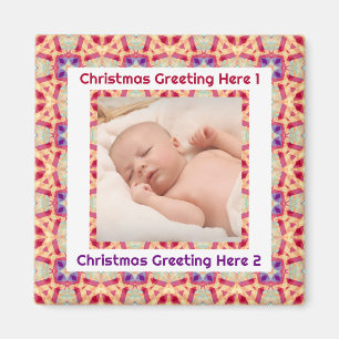 Custom Photo Greeting Jolly Happy First Christmas Magnet