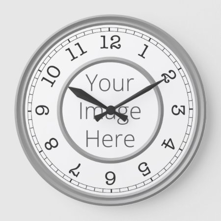 Custom Photo Grey Modern Minimalist Large Clock