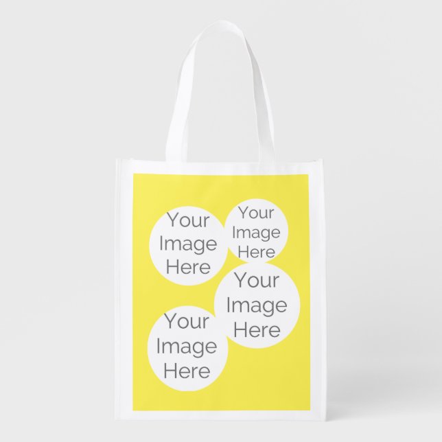 Custom Photo Grocery Bag – Bright Yellow Party  (Front)