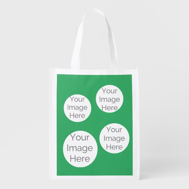 Custom Photo Grocery Bag – Green Background (Front)