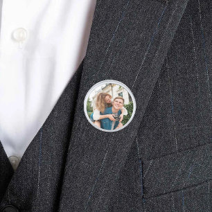 Custom Photo Groom Him Wedding Gift Personalised Silver Finish Lapel Pin