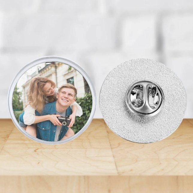 Custom Photo Groom Him Wedding Gift Personalised Silver Finish Lapel Pin (Creator Uploaded)