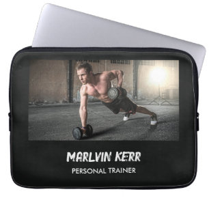 Custom photo gym business gray laptop sleeve