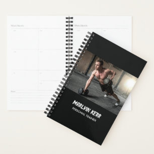 Custom photo gym business gray planner