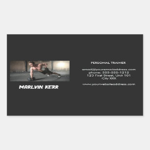 Custom photo gym business gray rectangular sticker
