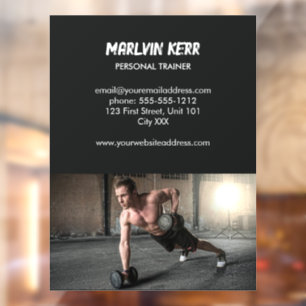 Custom photo gym business gray window cling