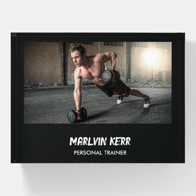 Custom photo gym gray paperweight (Front)
