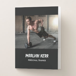 Custom photo gym gray pocket folder