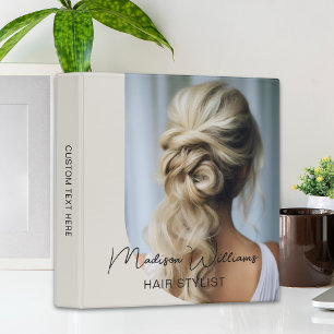 Custom Photo Hair Stylist Business Neutral 3 Ring Binder
