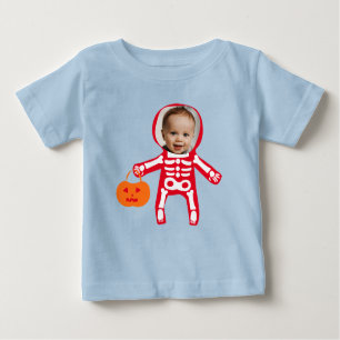 Custom photo Halloween skeleton trick or treat Baby T-Shirt