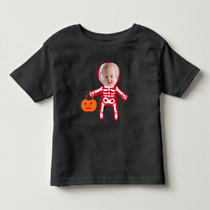 Custom photo Halloween skeleton trick or treat Toddler T-shirt